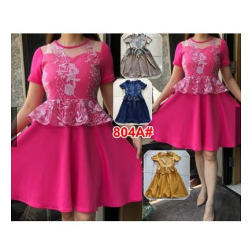804#mini dress kombinasi bunga//dress pendek//dress pesta