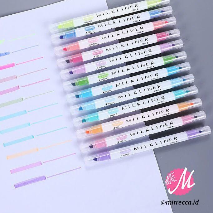 

SET 12 PCS MILKLINER TWIN TIP HIGHLIGHTER / KEMASAN STABILO MILDLINER 12 COLORS WARNA WARNI ➬