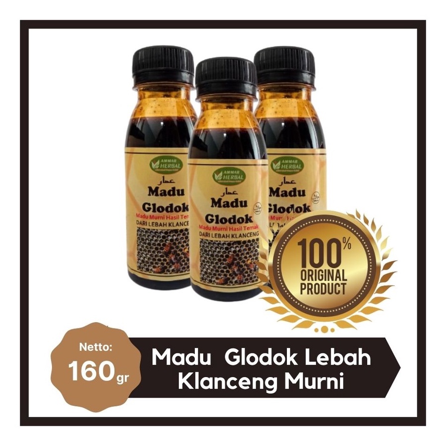 

MADU MURNI GLODOK HITAM LEBAH KLANCENG MADU ASLI 160 ML