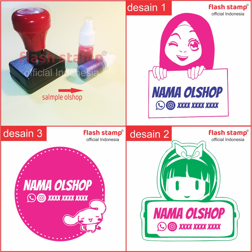 

Stempel Custom Logo Olshop Flash 2 Warna Tinta