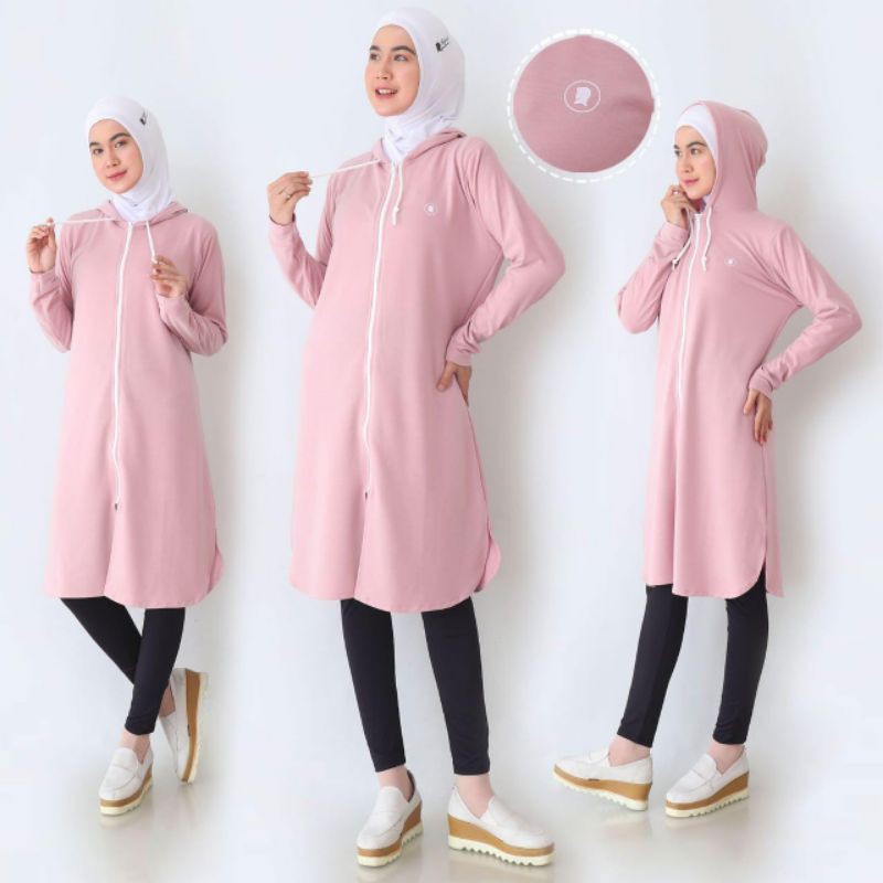 Hoodie Hijab Sport Pakaian Olahraga Wanita Long Sleeve jaket Olahraga Wanita hijab Polos Running