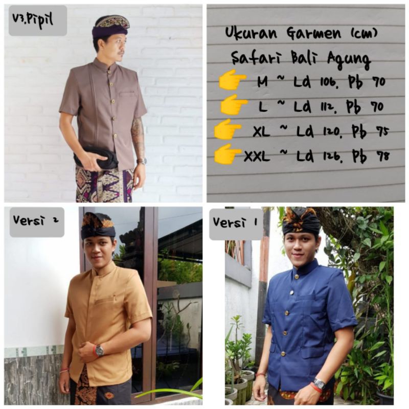 Safari Pipil Original/Baju Koko/Pakaian Adat Bali/Merk Bali Agung/Baca Deskripsi