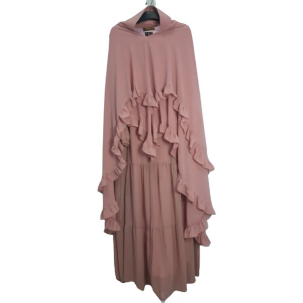 SET GAMIS SYARI POLOS + KHIMAR BORDIR