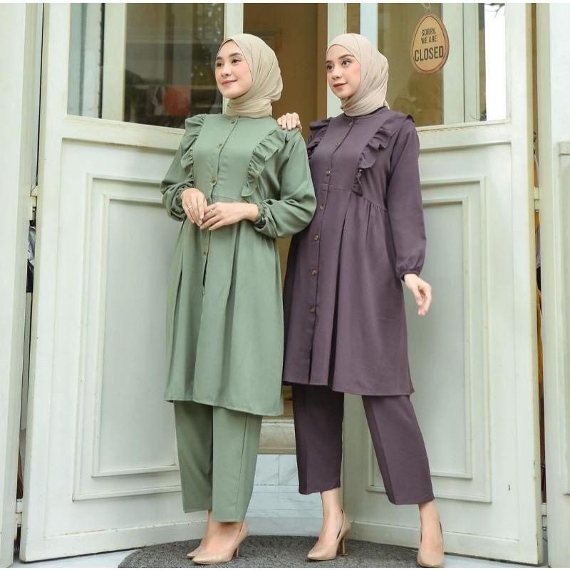 SETCEL KULOT STELAN WANITA TANGAN PANJANG BAJU DEWASA TUNIK TERBARU