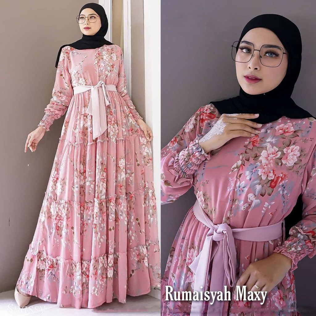 Rumaisya Maxy Dress Corak Rumaisa Fashion Muslim Pakaian Wanita Baju Gamis