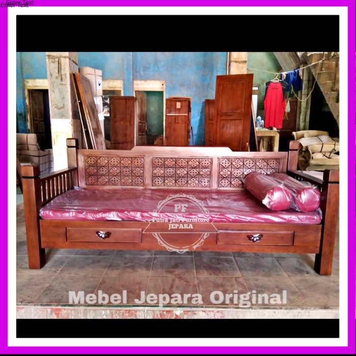 Furniture Jati Bangku Panjang Kayu Jati - Kursi Risban Hias/ Pajangan