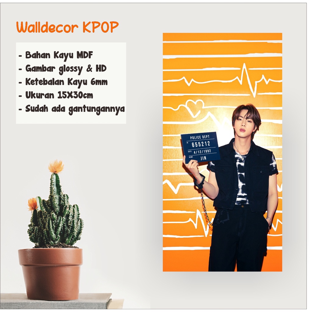 WALLDECOR BTS JIN BUTTER UKURAN 15X30 CM WALL DECOR POSTER KAYU HIASAN DINDING KPOP