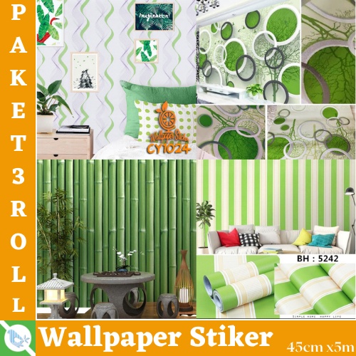 PROMO MENARIK - PAKET WALLSTIKER 3ROLL ( BUY 2 GET 1 FREE ) WALLPAPER STIKER DINDING PVC PREMIUM HIGH QUALITY MOTIF ALL BEST SELLER!!!!!