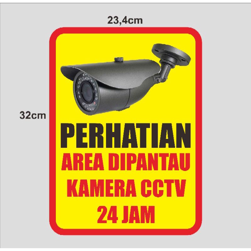 

stiker perhatian area dipantau kamera cctv 24 jam uk 23,4 x 32 cm