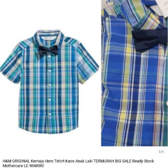 H&M Original SALE GARANSI TERMURAH Kemeja Kotak Kotak Anak Lengan Panjang Katun Ready Stock