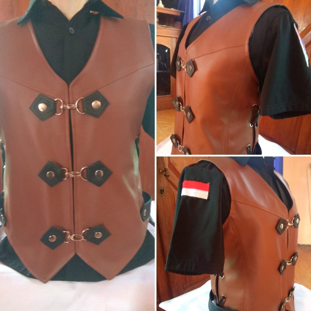 Rompi Pria kulit sintetis/Rompi touring/Rompi Bikers