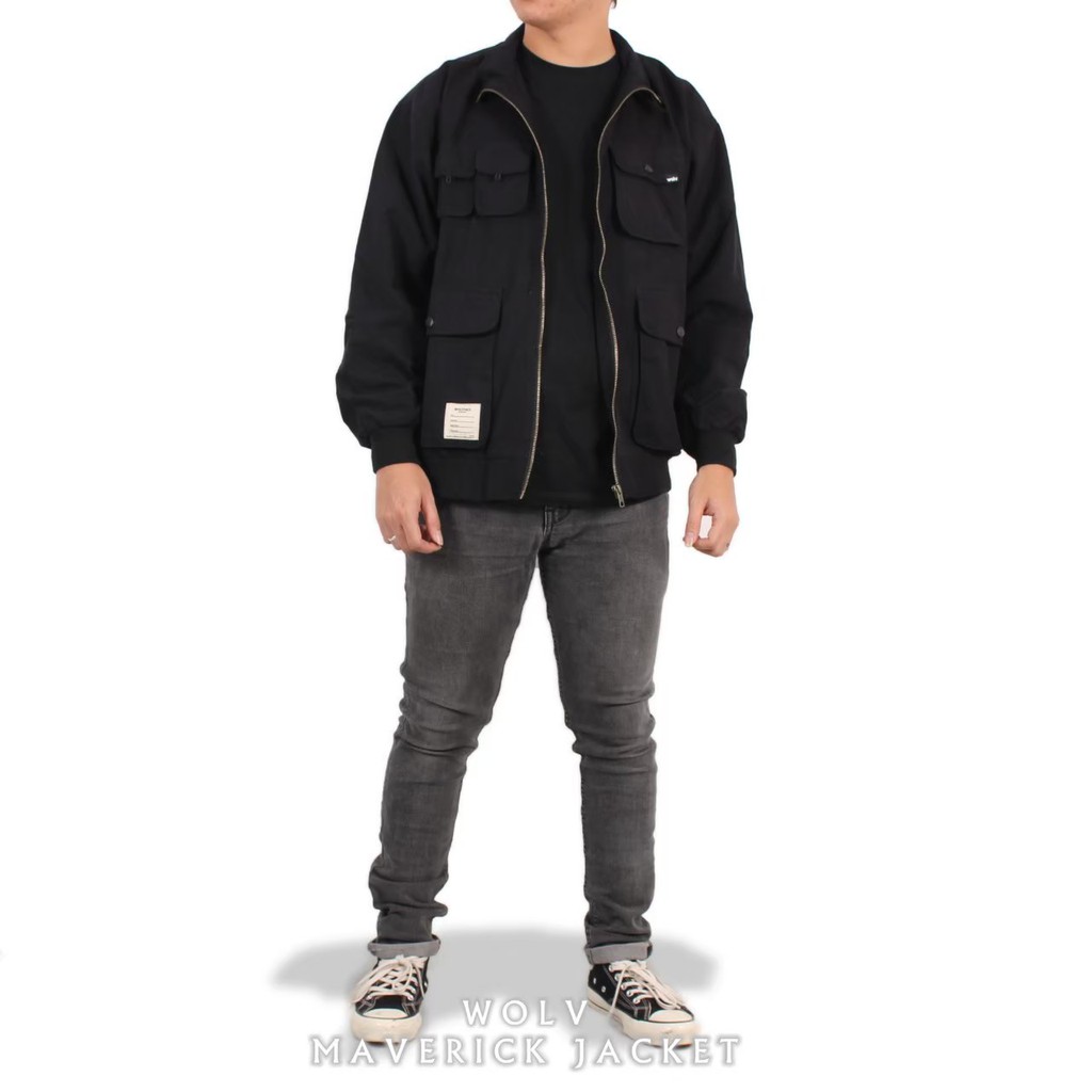 WOLV ORIGINAL MAVERICK JAKET ori jaket pria warna hitam seri WLM174
