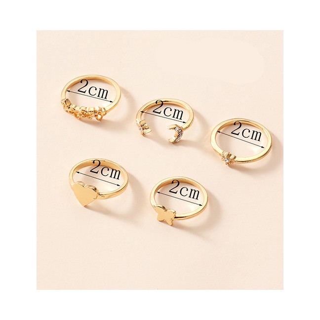 LRC Cincin Fashion Gold Color Alloy Ring 5 Set P82845