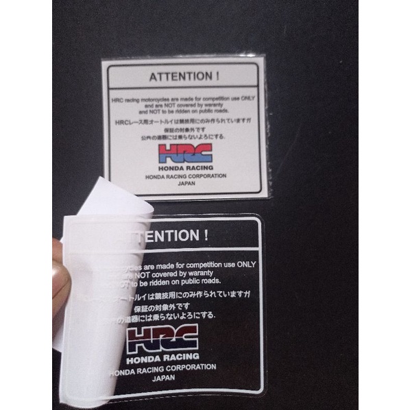 STICKER TRANSPARAN STIKER WARNING ATTENTION HRC