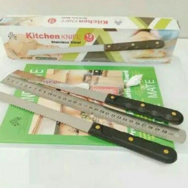 Pisau Potong Roti Kue Tart Bolu Dua Sisi Stainless Steel Panjang Tajam kwalitas Bagus (Pisau NKK)