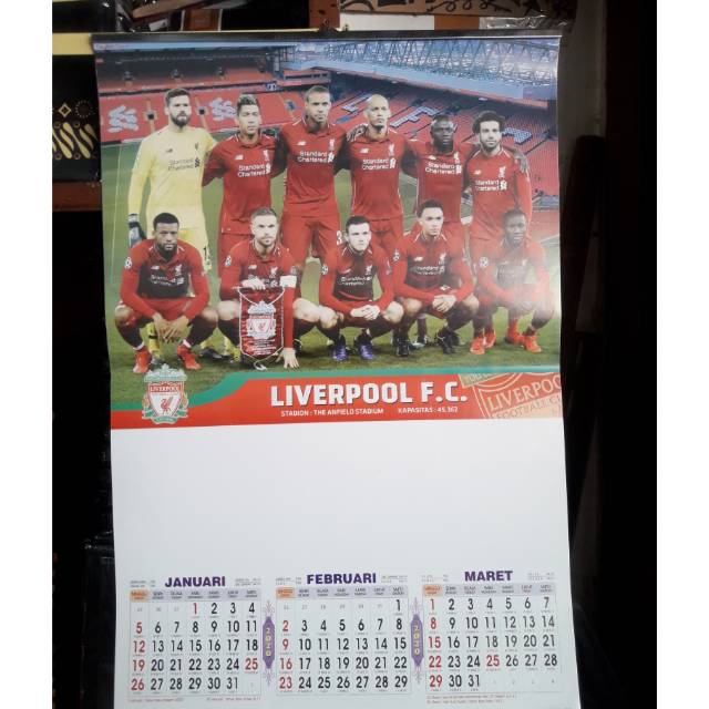 Kalender dinding Triwulan Pro football tahun 2020