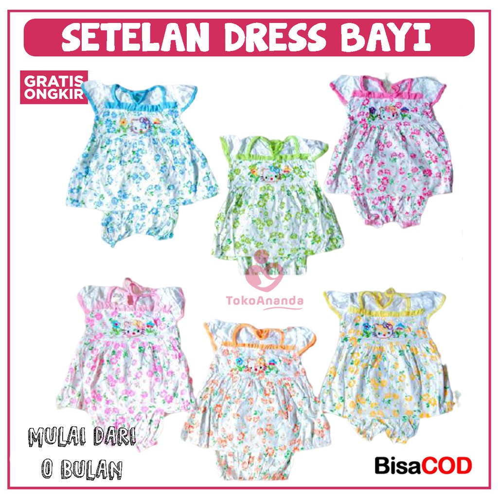 DRESS ANAK PEREMPUAN / SETELAN BAJU ANAK / SETELAN DRESS BAYI KATUN / DRESS BAYI