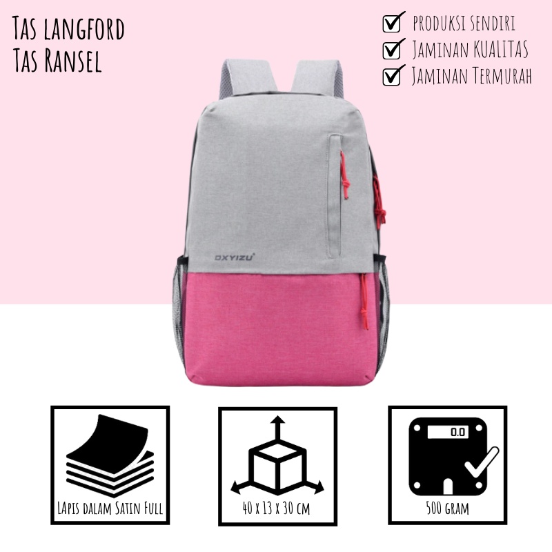 Tas Ransel Backpack Punggung Bahu Sekolah Kerja Kuliah Laptop Model Import Terbaru Multifungsi Stylish Fashion Anti Air Simple Casual Pria Cowok