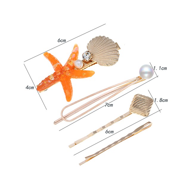 LRCJepit Rambut Fashion Starfish Pearl Hairpin Hairpin F5696X