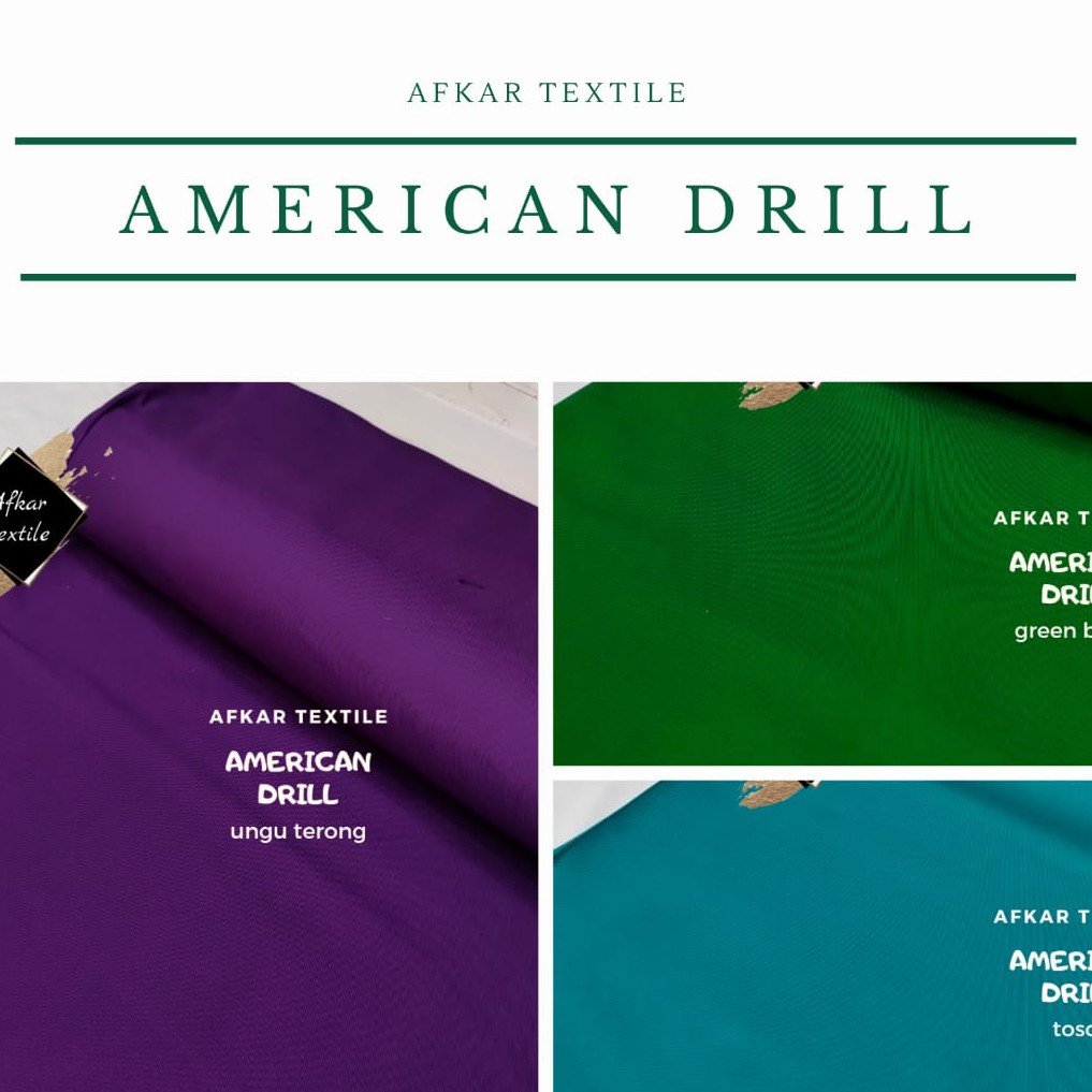 Kain American Drill - Bahan Seragam Kantor Kerja Sekolah High Quality Full Mercerized &amp; Sanforized