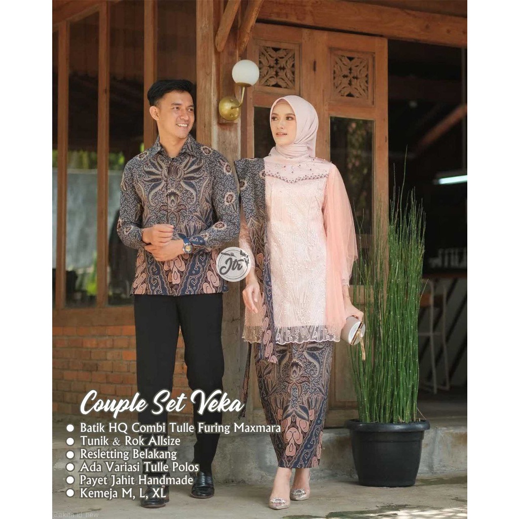 COUPLE KEBAYA VEKA SARIMBIT PASANGAN BAJU KEBAYA BROKAT MODERN BATIK TERBARU FASHION WANITA GAMIS SY