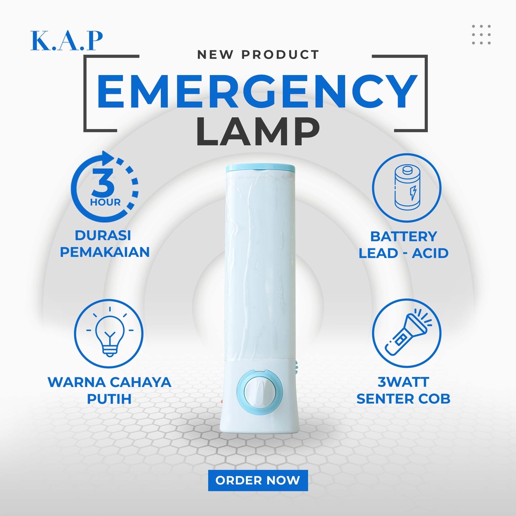 NEW MODEL LAMPU EMERGENCY SUPER TERANG + SENTER COB K.A.P KP-021