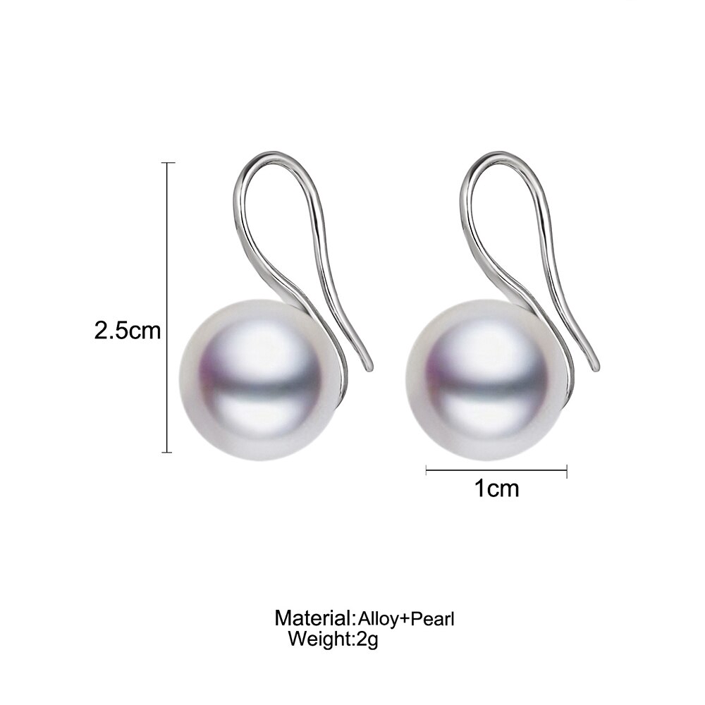 Anting Stud Mutiara Simulasi Warna Silver Untuk Aksesoris Wanita