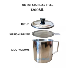 Tempat Saringan Minyak 1200 Ml Oil Pot Silver Murah