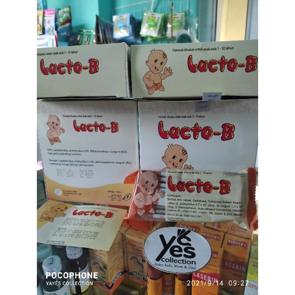 Lacto B Probiotik untuk diare &amp; Pencernaan 1 - 12 tahun anak baby Sachet 1 PCS Serbuk krim Nabati