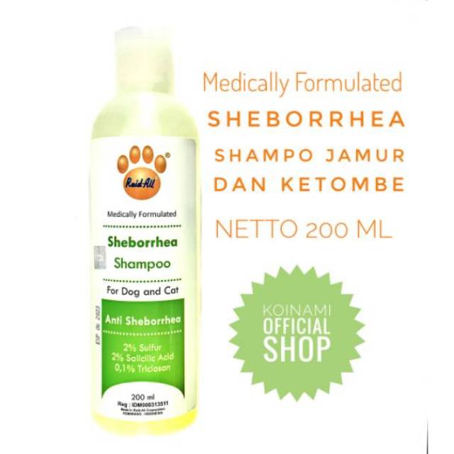 SHAMPO SHEBORRHEA 200ml hijau / SHAMPO jamur kucing anjing / raid all