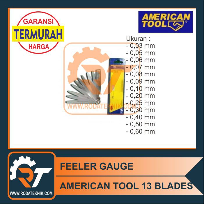 TERMURAH - AMERICAN TOOL FEELER GAUGE 13 BLADES MOTOR FULLER FELER FULER
