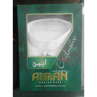 Baju Koko Putih Polos Lengan Panjang Aiman