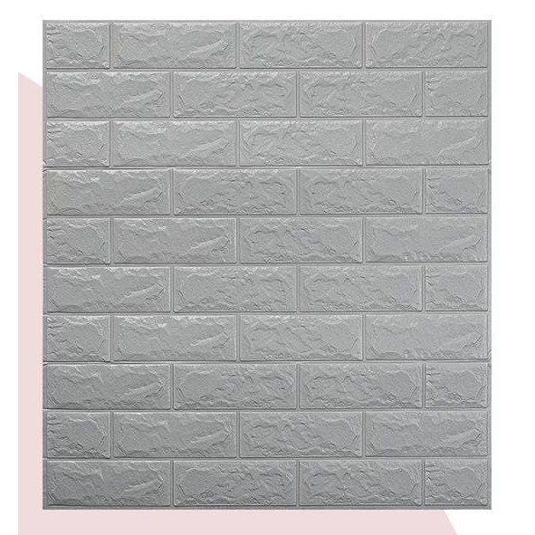 Wallpaper Tembok Dinding 3D Model Batu Bata Putih/Walpaper Tembok Dinding Untuk Mempercantik Ruangan-Silver