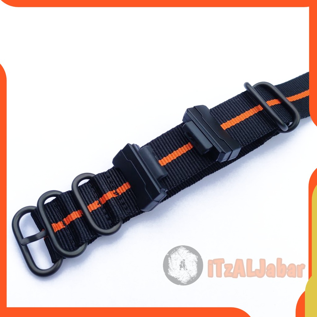 Tali jam tangan Casio G shock 16mm Nylon Zulu strap Adapter - Hitam oren