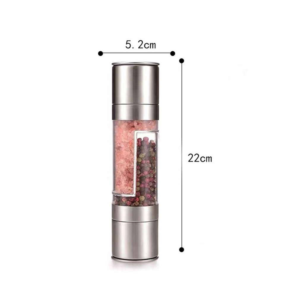 [Elegan] Salt and Pepper Mill Cooking Refillable 2in1 Alat Dapur Manual Stainless Steel