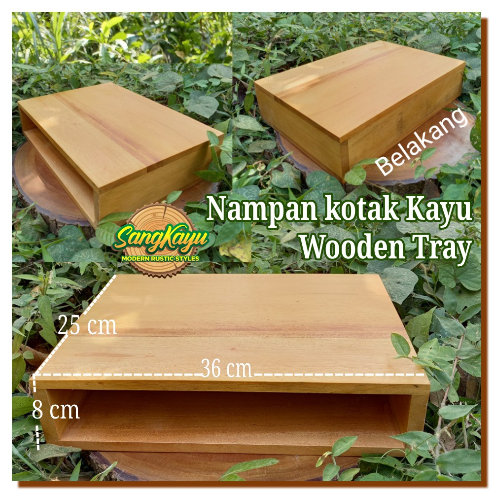 Nampan nampan kayu kotak 36x25x8cm tray baki kotak serbaguna kayu