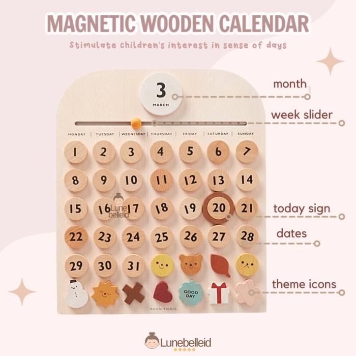 

Wooden Home Decor Magnetic Calendar