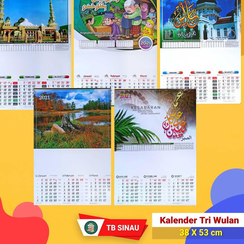 Diskonϟflash Kalender Dinding Triwulan 2021 motif (islami, anak Muslim, Masjid Islam, pemandangan, H