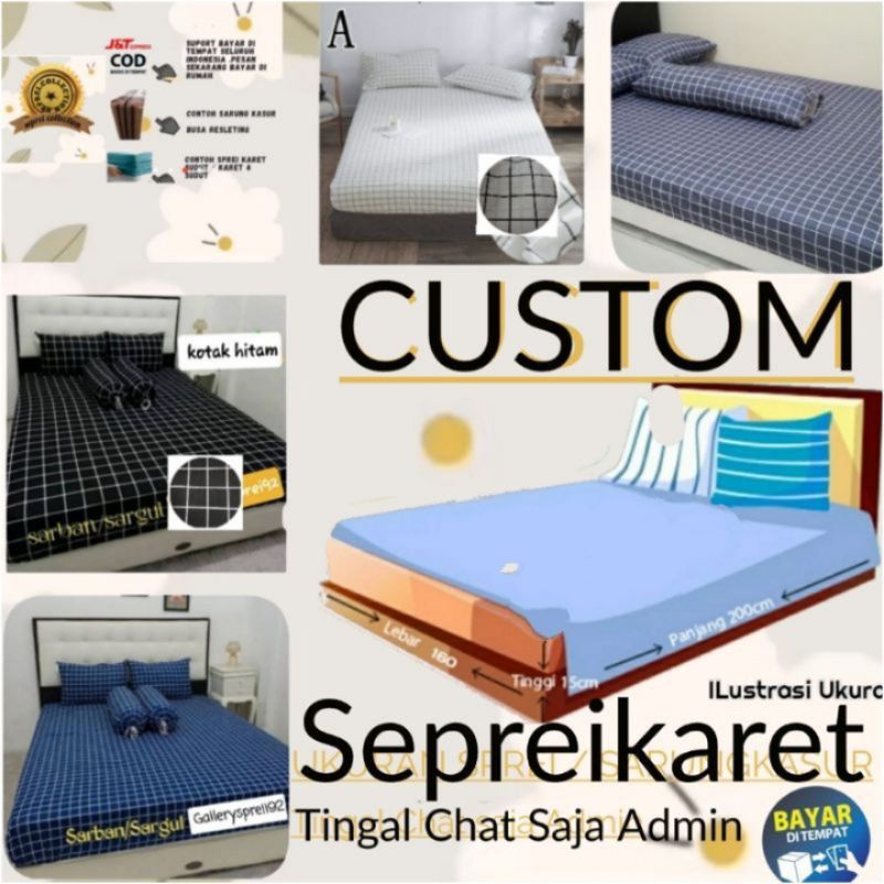 Lapak custom sprei set sudut karet springbed/busa semua ukuran ada tinggal riquwest aja