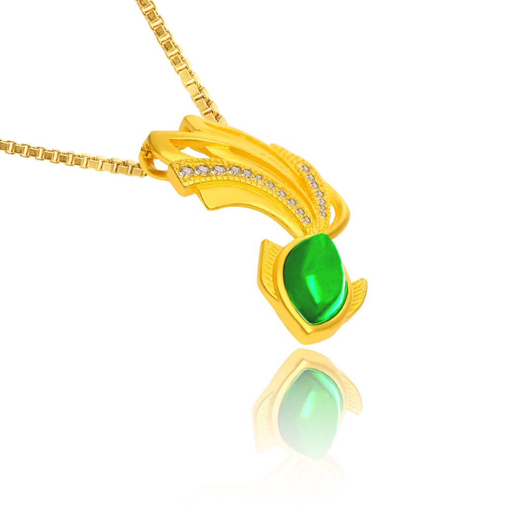 Kalung Lapis Emas Emas Asli Kadar 375 Dengan Liontin Bentuk Bulu Kalsedon Untuk Wanita