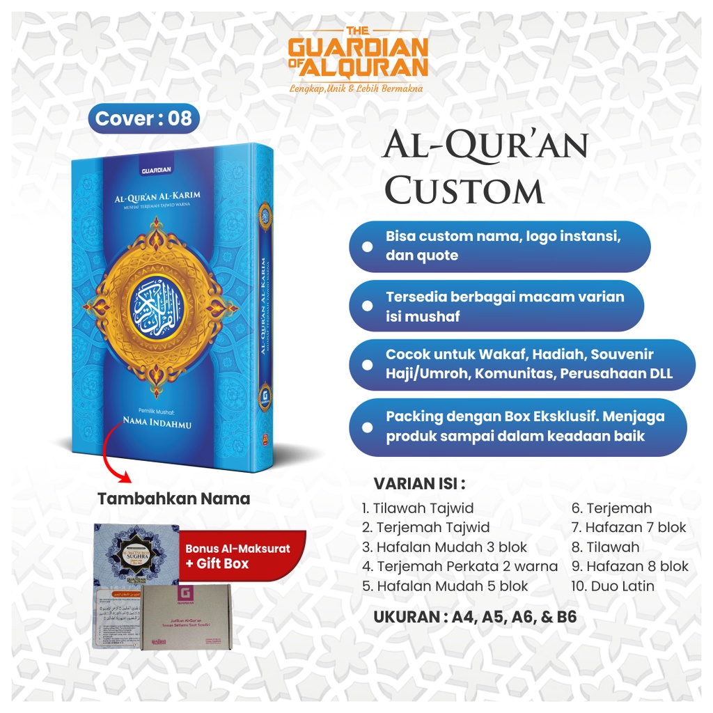 Alquran Quran Al quran Nama Sendiri Custom Request Mushaf Musaf Tilawah Tajwid Terjemahan Latin Perk