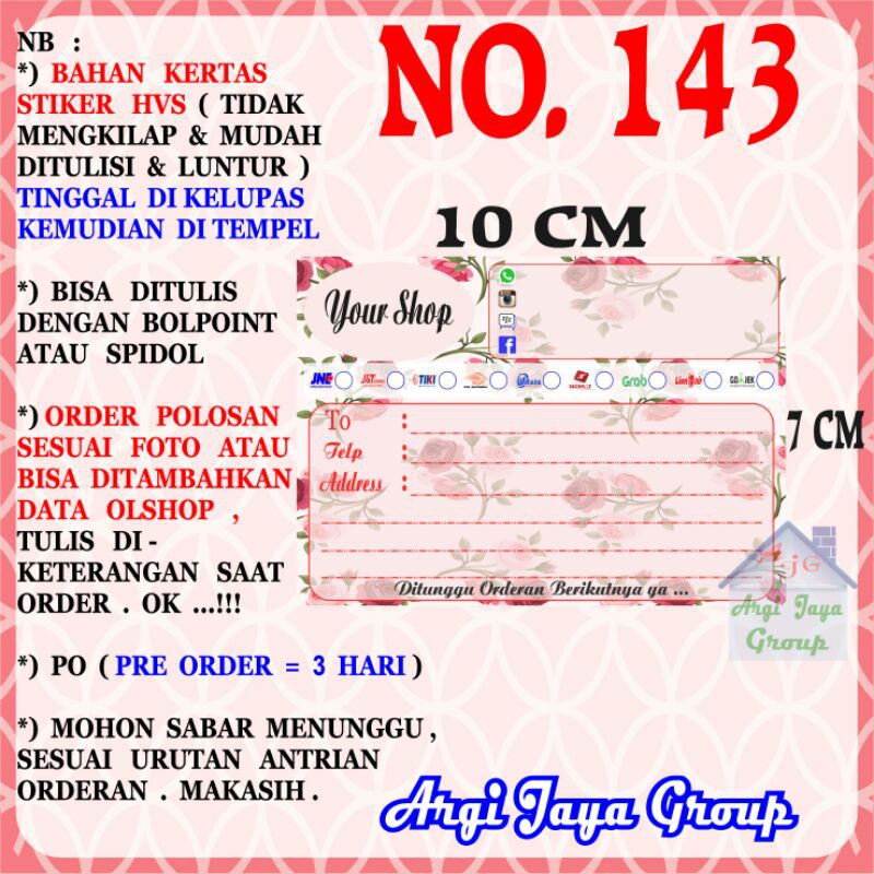 

Stiker HVS - Stiker Pengiriman - Sticker Alamat Olshop Murah Nomer 143-10x7cm