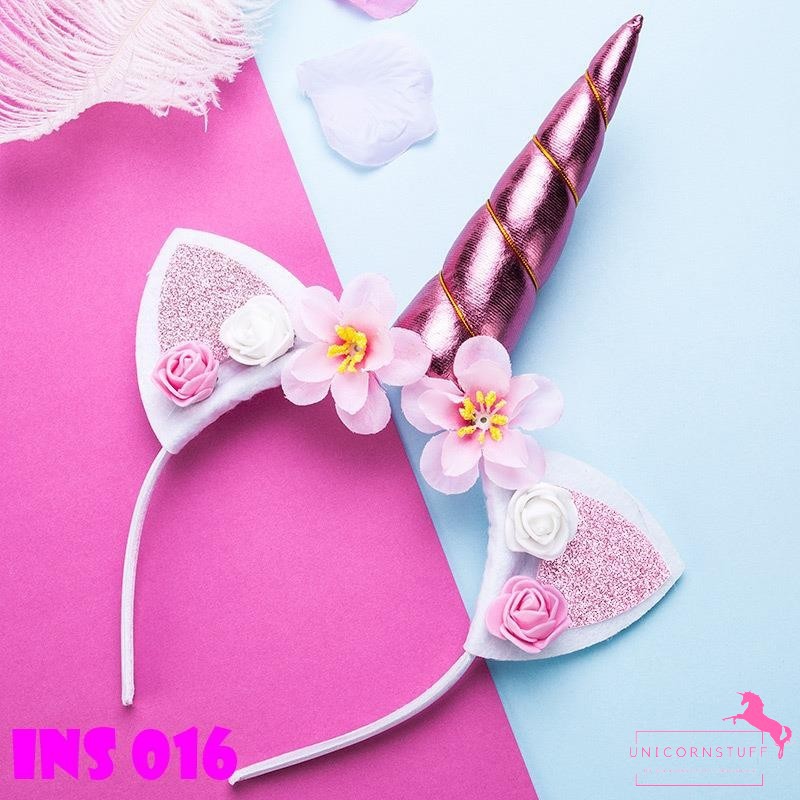 Bando Unicorn Bando Anak Perempuan Motif Unicorn dengan Tanduk