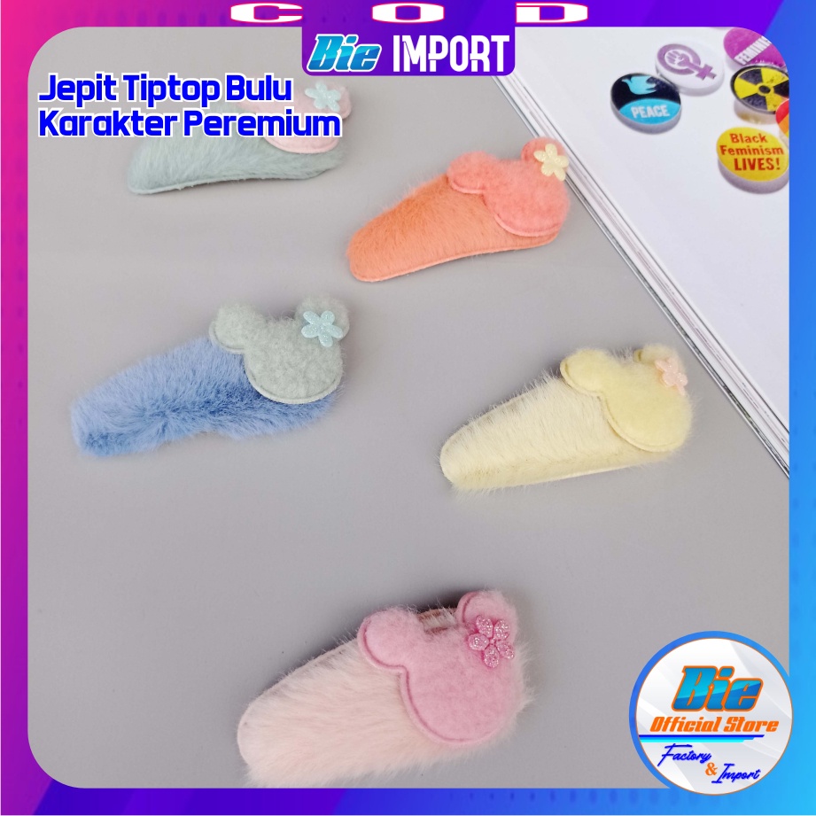Jepit Rambut Anak Bulu Karakter Premium Impor Best Seller