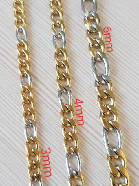 Kalung titanium kombinasi gold &amp; silver Antikarat import KGK02