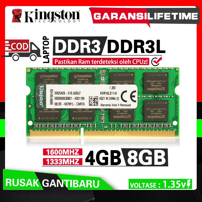 Jual Ram Laptop Kingston Sodimm Ddr3 4gb Ddr3l 4gb Ddr3 8gb Ddr3l 8gb