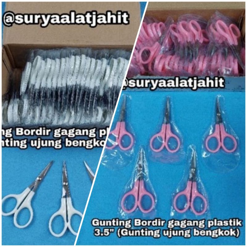 Gunting Bordir gagang Plastik 3,5in (ujungnya bengkok) rp.5.250/1pcs