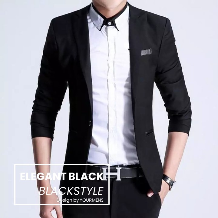 BLAZER PRIA SLIMFIT CASUAL ELEGANT BLACK SIMPLE HIGH TWIST QUALITY NIKAYU