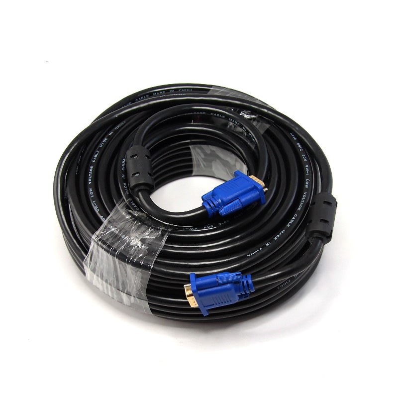 Kabel VGA Panjang 30 Meter Gold Compatible Untuk Semua Projector Super High Quality - Hitam