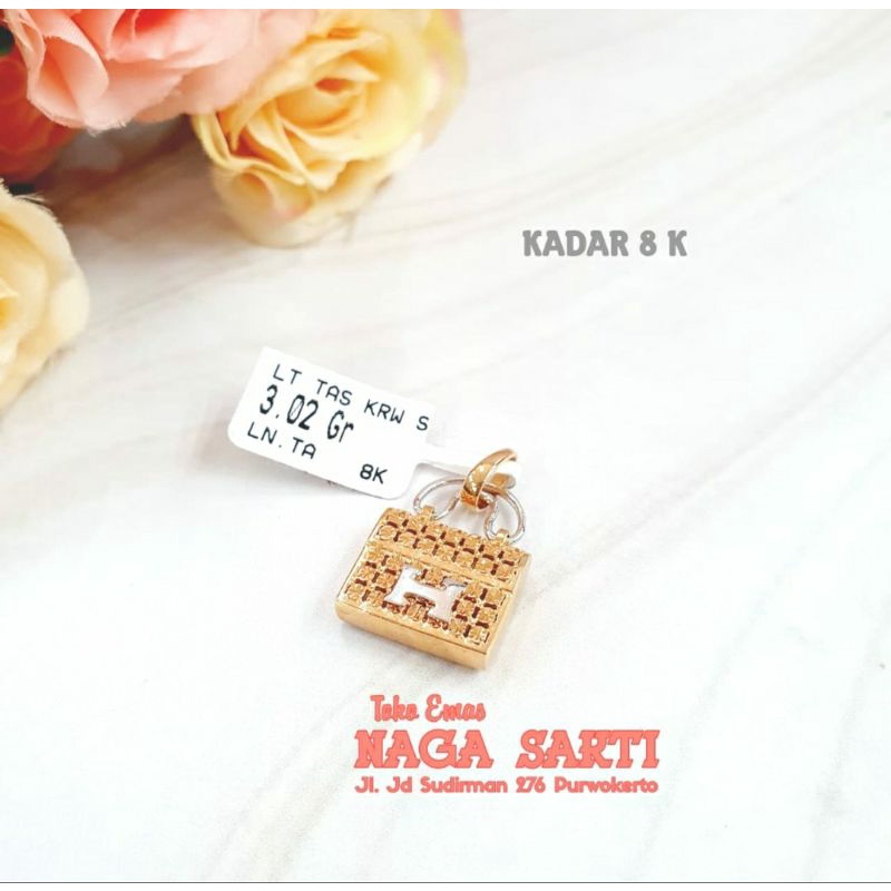 Liontin emas model tas fashion kadar 8k (375)